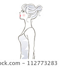 Profile of a woman with chignon hair 112773283