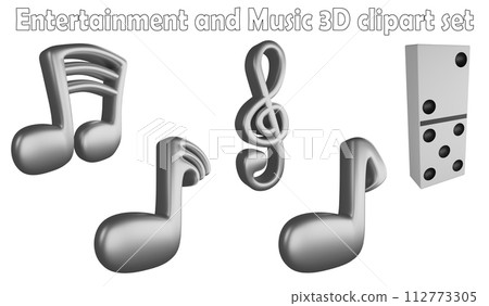 Music notes clipart element ,3D render entertainment and music concept isolated on white background icon set No.17 112773305