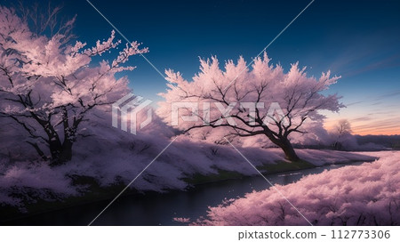 Cherry blossoms dance in the evening Cherry blossoms dance in the evening 112773306