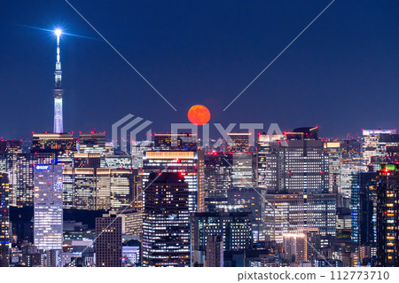 《Tokyo》Tokyo city night view/Beautiful moonlit night 112773710