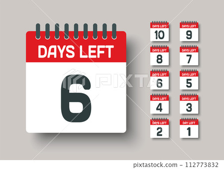 Countdown daily page calendar icon - 6 days left Countdown daily page calendar icon - 6 days left 112773832