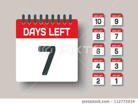Countdown daily page calendar icon - 7 days left Countdown daily page calendar icon - 7 days left 112773834