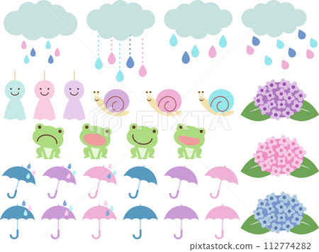 Rainy season illustration set Rainy season illustration set 112774282
