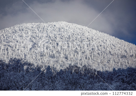 Hakkoda frost-covered trees seen from near Sukayu in winter Hakkoda frost-covered trees seen from near Sukayu in winter 112774332