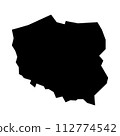 black vector poland map on white background 112774542