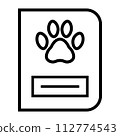 black vector pet passport icon on white background 112774543