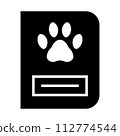 black vector pet passport icon on white background 112774544