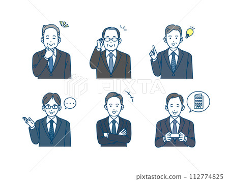Middle-aged office worker male illustration set Middle-aged office worker male illustration set 112774825