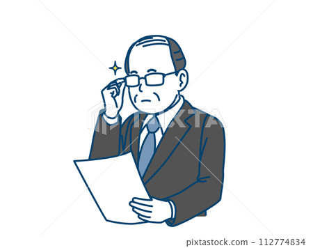 中年上班族檢視文件的插圖 112774834