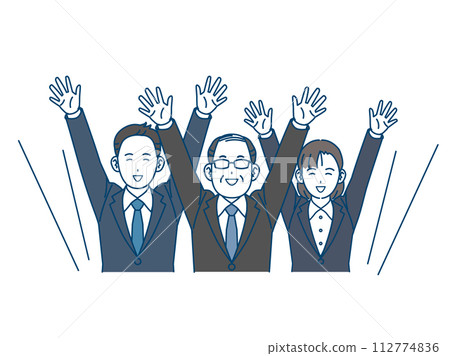 一名中年辦公室職員和他的同事打招呼的插圖 112774836