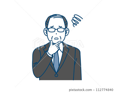 Illustration of a middle-aged office worker with a troubled expression Illustration of a middle-aged office worker with a troubled expression 112774840