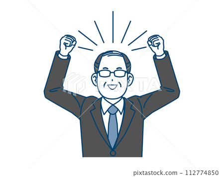 一個快樂的中年辦公室職員的插圖 一個快樂的中年辦公室職員的插圖 112774850