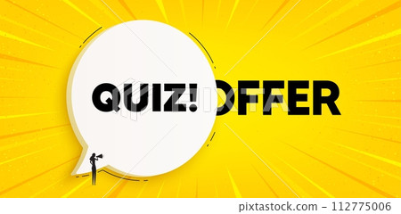 Quiz tag. Chat speech bubble banner. Answer question sign. Examination test symbol. Quiz speech bubble message. Talk box background. Vector Quiz tag. Chat speech bubble banner. Answer question sign. Examination test symbol. Quiz speech bubble message. Talk box background. Vector 112775006