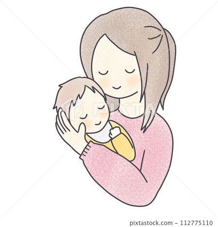 Mom hugging her baby (pastel) 112775110
