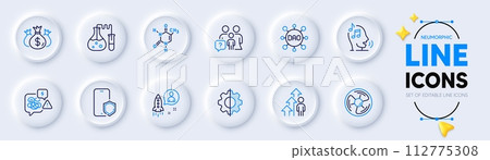 Family questions, Air fan and Check investment line icons for web app. Pack of Chemical formula, Voicemail, Transform pictogram icons. Employee result, Startup, Dao signs. Stress. Vector 112775308