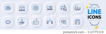 Faq, Consulting business and Difficult stress line icons for web app. Pack of Artificial intelligence, Teamwork, Best manager pictogram icons. Hold box, Like hand, Plan signs. Vector Faq, Consulting business and Difficult stress line icons for web app. Pack of Artificial intelligence, Teamwork, Best manager pictogram icons. Hold box, Like hand, Plan signs. Vector 112775319