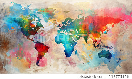 AI-generated content. Colored art world map 112775356