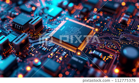 AI-generated content. Processor and computer board microchip 112775376