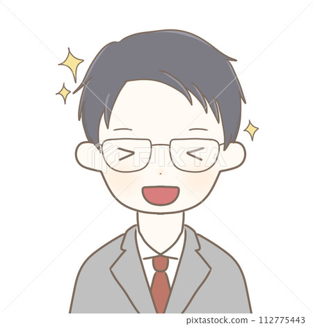 閃閃發光的微笑商人圖標 112775443