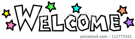 以彩色字母表示歡迎的英文插圖 以彩色字母表示歡迎的英文插圖 112775581