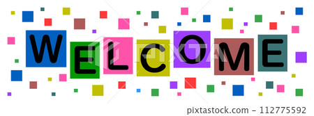 English illustration of WELCOME with colorful letters 112775592