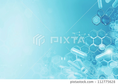 AI-generated content. A Blue Background With A Lot Of Chemical Compounds On It AI-generated content. A Blue Background With A Lot Of Chemical Compounds On It 112775628