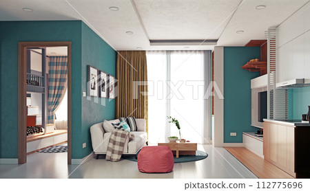 modern apartment interior. modern apartment interior. 112775696