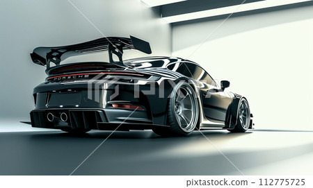 AI-generated content. Drawing Of A Black car On A White Background 112775725