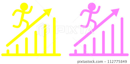 Illustration of a bar graph with a person striving towards a goal Illustration of a bar graph with a person striving towards a goal 112775849