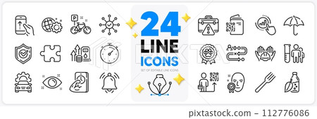 Icons set of Dog competition, Bike and Medical analyzes line icons pack for app with Face verified, Builders union, Seo gear thin outline icon. Swipe up, Health eye, Leadership pictogram. Vector Icons set of Dog competition, Bike and Medical analyzes line icons pack for app with Face verified, Builders union, Seo gear thin outline icon. Swipe up, Health eye, Leadership pictogram. Vector 112776086