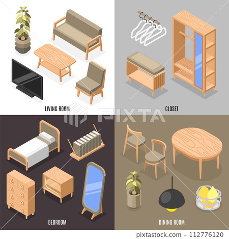 Isometric furniture set - Stock Illustration [112776120] - PIXTA