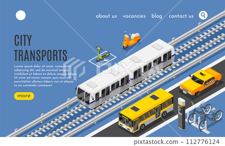 Isometric city transports landing page Isometric city transports landing page 112776124