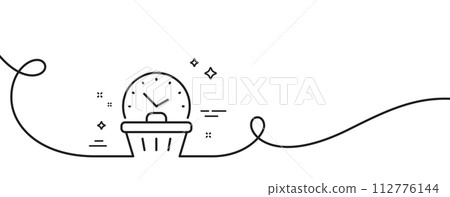 Last minute sale line icon. Continuous one line with curl. Shopping opening hours sign. Supermarket time symbol. Last minute single outline ribbon. Loop curve pattern. Vector Last minute sale line icon. Continuous one line with curl. Shopping opening hours sign. Supermarket time symbol. Last minute single outline ribbon. Loop curve pattern. Vector 112776144