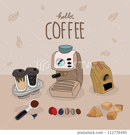 Coffee time graphic design set. Vector illustration. 112776495
