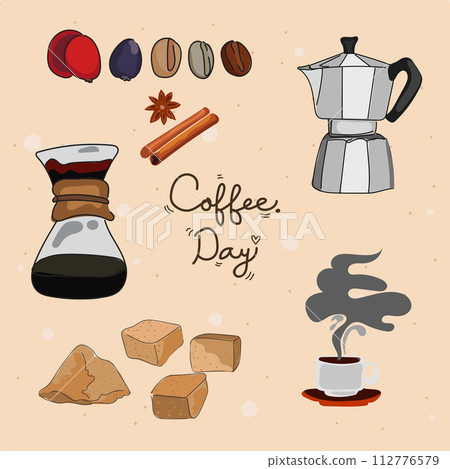 Coffee time graphic design set. Vector illustration. 112776579