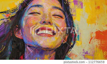 微笑的女人油畫_2 112776659