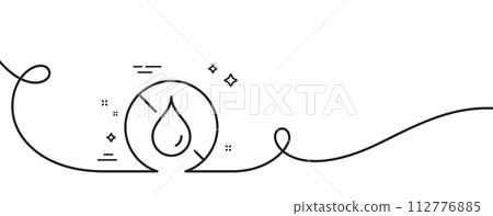 No waterproof line icon. Continuous one line with curl. Water resistant sign. Drop protection symbol. No waterproof single outline ribbon. Loop curve pattern. Vector No waterproof line icon. Continuous one line with curl. Water resistant sign. Drop protection symbol. No waterproof single outline ribbon. Loop curve pattern. Vector 112776885