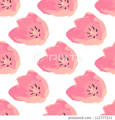 Seamless pattern of pink tulip buds. Vector. Seamless pattern of pink tulip buds. Vector. 112777251