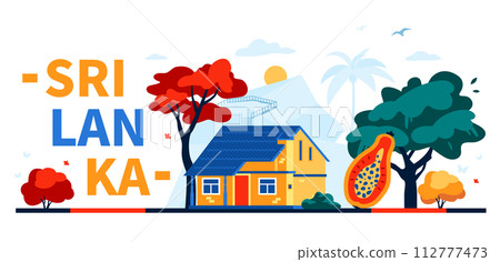 House of Sri Lanka people - modern colored vector illustration 112777473