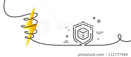 Dice line icon. Continuous one line with curl. Board game cube sign. Casino gambling symbol. Dice single outline ribbon. Loop curve with energy. Vector Dice line icon. Continuous one line with curl. Board game cube sign. Casino gambling symbol. Dice single outline ribbon. Loop curve with energy. Vector 112777484
