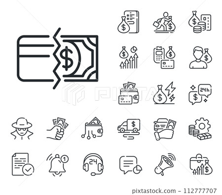 Payment methods sign. Cash money, loan and mortgage outline icons. Credit card or cash line icon. Payment methods line sign. Credit card, crypto wallet icon. Inflation, job salary. Vector Payment methods sign. Cash money, loan and mortgage outline icons. Credit card or cash line icon. Payment methods line sign. Credit card, crypto wallet icon. Inflation, job salary. Vector 112777707