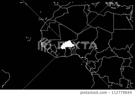 Burkina Faso map africa black background 112778684
