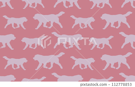 Running newfoundland dog isolated on a pink 112778853
