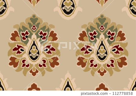 Ikat tribal Indian seamless pattern. Ethnic Aztec fabric carpet mandala ornament native boho chevron textile.Geometric African American oriental traditional vector illustrations. Embroidery style. Ikat tribal Indian seamless pattern. Ethnic Aztec fabric carpet mandala ornament native boho chevron textile.Geometric African American oriental traditional vector illustrations. Embroidery style. 112778858