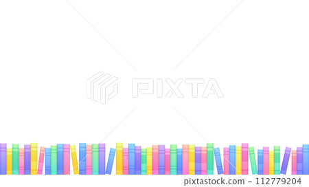 Illustration material of a frame with books lined up 112779204