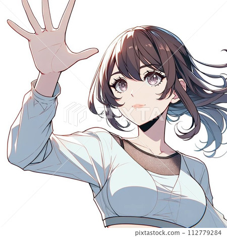 一個女人舉起她的手 一個女人舉起她的手 112779284