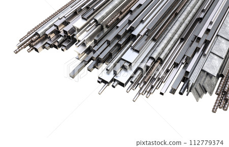Variety of metal profiles and bars 112779374