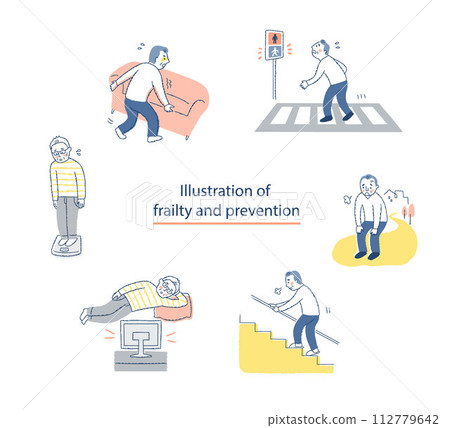 Frailty checklist 6 item illustrations 112779642