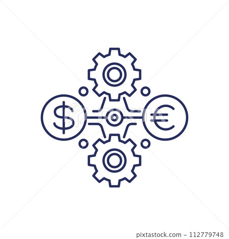 dollar to euro exchange line icon with gears dollar to euro exchange line icon with gears 112779748