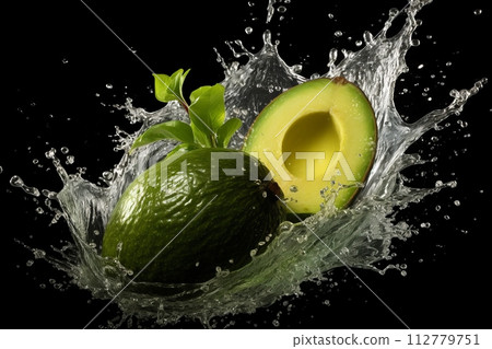 Fresh avocados avocado green adorned with glistening water droplets seamless. mock up. view. top. flat lay Fresh avocados avocado green adorned with glistening water droplets seamless. mock up. view. top. flat lay 112779751
